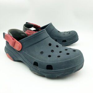 CROCS Kids Navy Clogs with Red Heel Strap